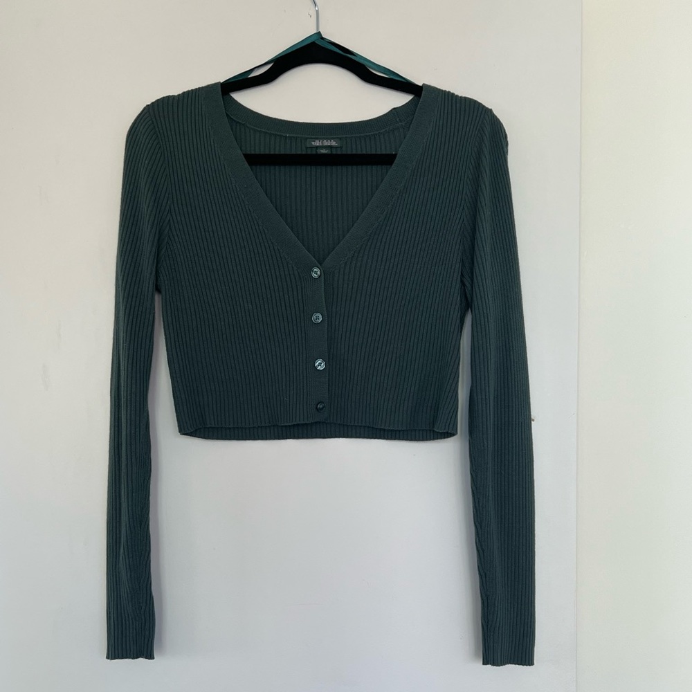 Wild Fable Cropped Cardigan, Dark Teal, Size L